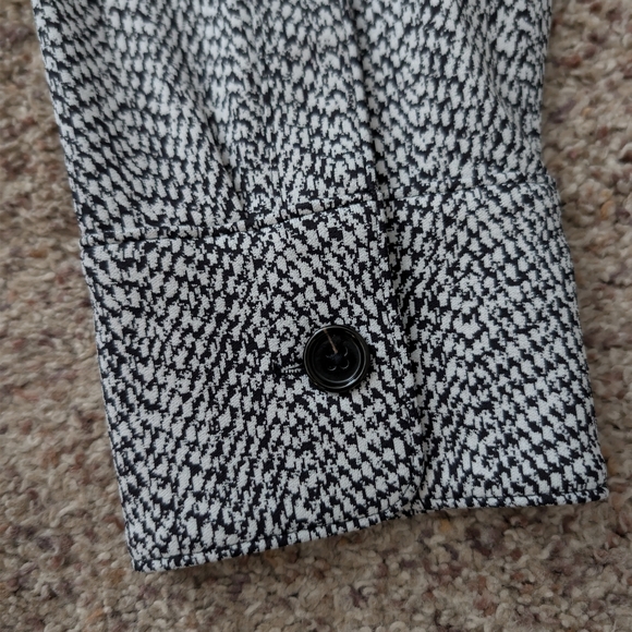 Athleta Braiden Textured Shirt Jacket Black White Shacket Women's Large EUC - Picture 7 of 9